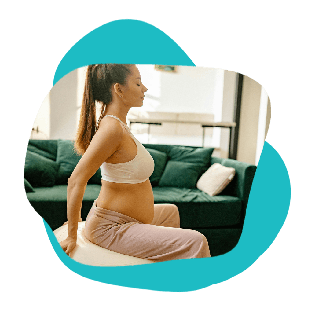 pregnant woman on yoga ball