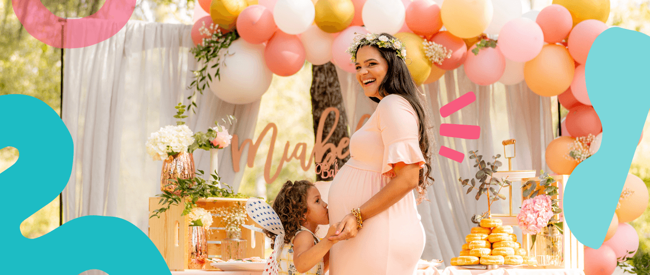 pregnant woman and daughter at baby shower