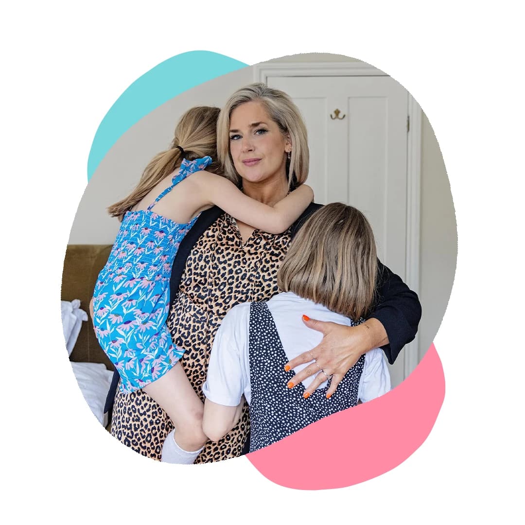 Anna Whitehouse hugging with her kids