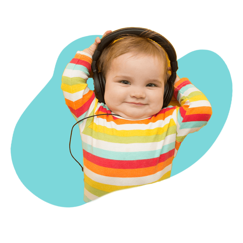 Baby listening to music