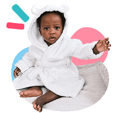Baby in cotton baby robe