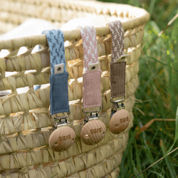 Image showing the Paci Braid Wooden Dummy Clip, Petrol / Baby Blue product.
