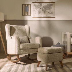 Image showing the Harper Wingback Rocking Chair & Footstool, Teddy Mushroom product.
