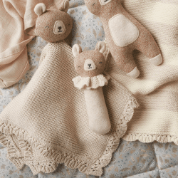 Image showing the Brave Bear Knitted Cuddle Cloth, Beige product.