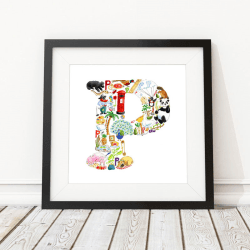 Image showing the P Alphabet Print, 30.5 x 30.5cm, Multi product.