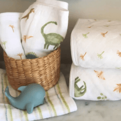 Image showing the Essentials Pack of 3 Washcloths, Dino Jungle product.