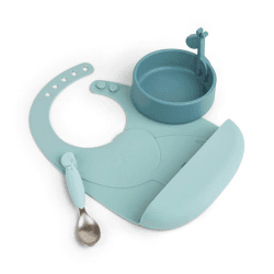 Image showing the Deer Friends Peekaboo First Meal Dinner Set, Blue product.