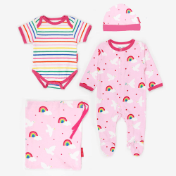 Image showing the Organic Cotton Baby Gift Set, Newborn, Dove Print product.