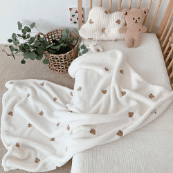 Image showing the Microfibre Soft Bear Baby Blanket, White product.