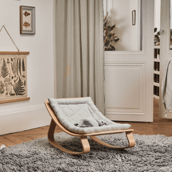 Image showing the Levo Wooden Baby Rocker, Beech, Farrow product.