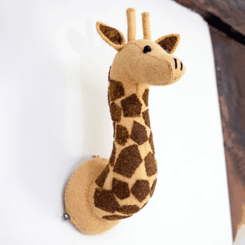 Image showing the Giraffe Head Mini Felt Animal Wall Decoration, Yellow product.