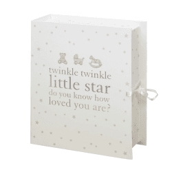 Image showing the Bambino Baby Keepsake Box with Drawers, White product.
