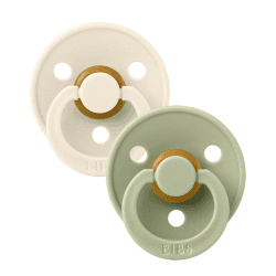 Image showing the Colour Pack of 2 Round Natural Rubber Latex Dummies, 0 Months+, Ivory / Sage product.