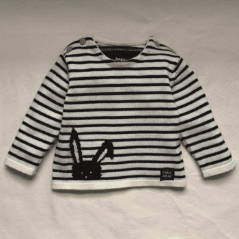 Image showing the Hop to it Striped Knitted Jumper, 6 - 12 Months, Natural White product.