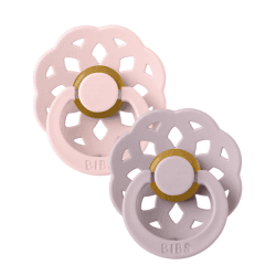 Image showing the Boheme Pack of 2 Round Natural Rubber Latex Dummies, 0 Months+, Blossom / Dusky Lilac product.