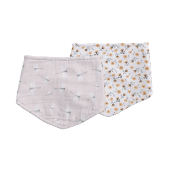 Image showing the Pack of 2 Bandana Bibs, Vintage Floral & Dragonfly product.