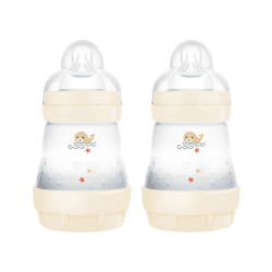 Image showing the Easy Start Pack of 2 Colours of Nature Baby Bottles, 160ml, Peach product.