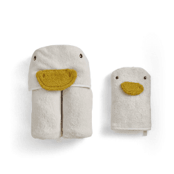 Image showing the Goose Baby Towel & Bath Mitt Set, Cream product.