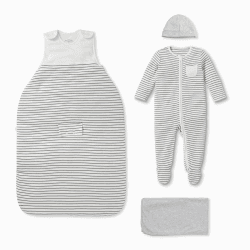 Image showing the Clever Sleep Gift Set, 0 - 3 Months, Grey Stripe product.