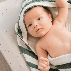 Image showing the Stripes Hooded Baby Bath Towel, Green product.