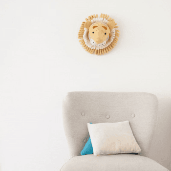 Image showing the Tiger Head Mini Felt Animal Wall Decoration, H25 x W25 x D25cm, Pastel product.