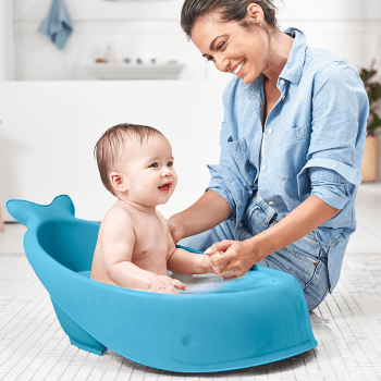 Image showing the Moby Smart Sling 3 Stage Baby Bath Tub, Blue product.