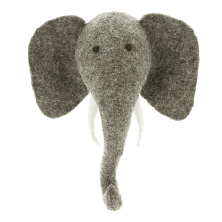 Image showing the Elephant Head Mini Felt Animal Wall Decoration, Grey product.