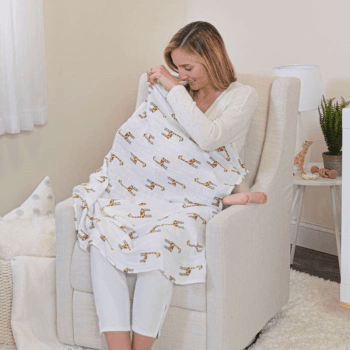 Image showing the Boutique Pack of 4 Large Cotton Muslin Swaddles, 120 x 120cm, Jungle Jam product.