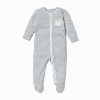 Image showing the Clever Zip Sleepsuit, 3 - 6 Months, Blue Stripe product.