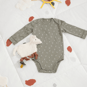 Image showing the Long Sleeve Bodysuit with Print GOTS, 0 - 3 Months, Speckles Olive product.