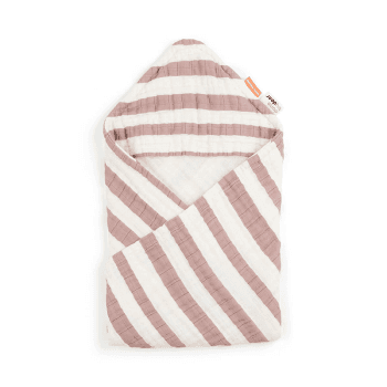 Image showing the Stripes Hooded Baby Bath Towel, Powder product.