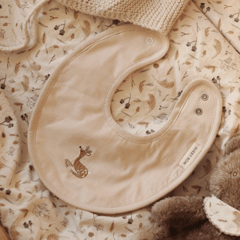 Image showing the Deer Embroidered Cotton Bib product.
