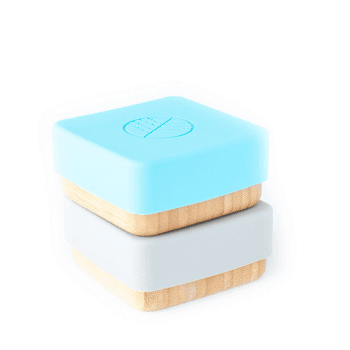 Image showing the Set of 2 Bamboo Snack Pots, Blue & Grey product.