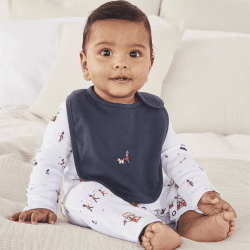 Image showing the Organic Cotton London Sleepsuit & Bib Set, 0 - 3 Months, White product.