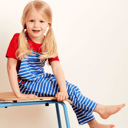 Image showing the Breton Organic Cotton Dungarees, 3 - 6 Months, Blue Stripe product.