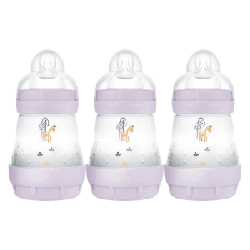 Image showing the Easy Start Pack of 3 Antic Colic Baby Bottles, 160ml, Lilac product.
