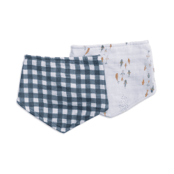 Image showing the Pack of 2 Bandana Bibs, Fish & Navy Gingham product.