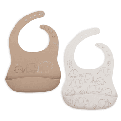 Image showing the Pack of 2 Silicone Bibs, Elephant Tales product.
