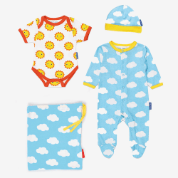 Image showing the Organic Cotton Baby Gift Set, Newborn, Sun Cloud Print product.
