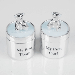 Image showing the Bambino Silverplated Tooth & Curl Box Set, Blue product.