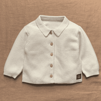 Image showing the Knitted Cardigan with Collar, 6 - 12 Months, Natural White product.
