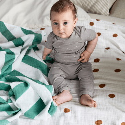 Image showing the Short Sleeve Bodysuit with Print GOTS, 3 - 6 Months, Sprinkle Taupe product.