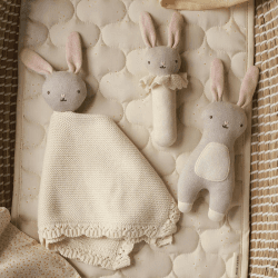 Image showing the Blushing Bunny Little Hands Toy, White & Grey product.