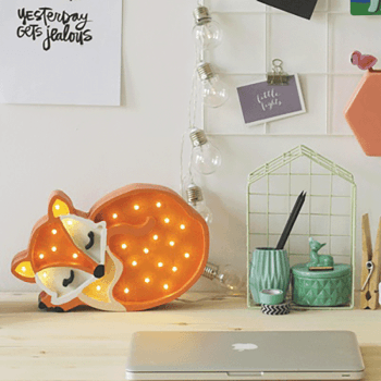 Image showing the Wooden Fox Lamp, Wild Orange product.