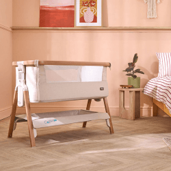 Image showing the Cozee Air Bedside Crib, Walnut & Ecru product.