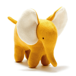 Image showing the Baby Ellis Organic Elephant Soft Toy, Mustard product.