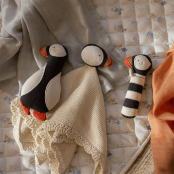 Image showing the Patient Puffin Knitted Rattle, Black product.