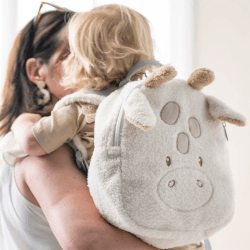 Image showing the Giraffe Baby Backpack, Cream product.
