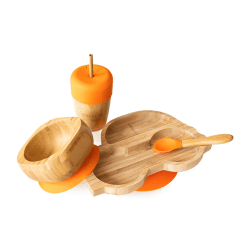 Image showing the Car 4 Piece Bamboo Weaning Set, Orange product.