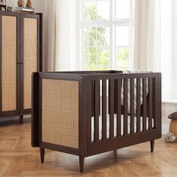 Image showing the Japandi Mini Cot Bed, Warm Walnut product.